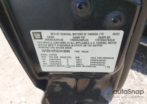 2003 GMC Sierra 1500 Sle from USA, damaged, VIN 2GTEK19T531412099